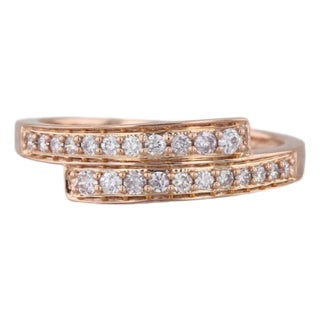 0.16ctw Diamond Bypass Ring 18k Rose Gold Size 7.25 Stackable For Sale