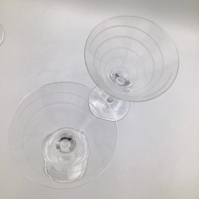 1980s Vintage Set of 4 Mikasa Etched Martini Glasses With Martini Shaker, Gavel Jigger, Weighted Pour Spout and 201 Cocktails Book-Group of 8 For Sale - Image 5 of 13