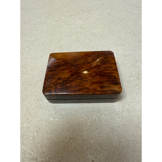 Italian Burlwood Box With Red Felt Interior, 1970s For Sale In Los Angeles - Image 6 of 6