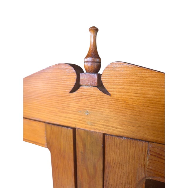 Wood Antique Oak Glass Display Cabinet – Industrial Country Store Vitrine, Bookcase For Sale - Image 7 of 18