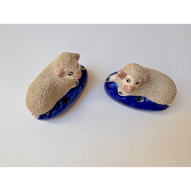 Ceramic Pair of Antique Staffordshire Sheep For Sale - Image 7 of 10