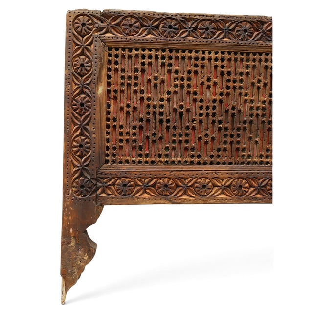 Black Antique Hand-Carved Wooden Mashrabiya, 1890s For Sale - Image 8 of 18