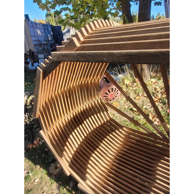 Wood 1970s Sculptural Slatted Wood Cocoon Daybed With Architectural Oval Frame For Sale - Image 7 of 17