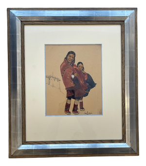 Léa Lafugie, Tibetan Woman and Child, 1920s, Gouache