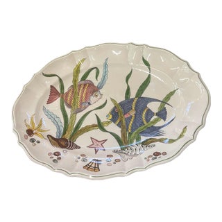Hand-Painted Ceramic Serving Platter For Sale