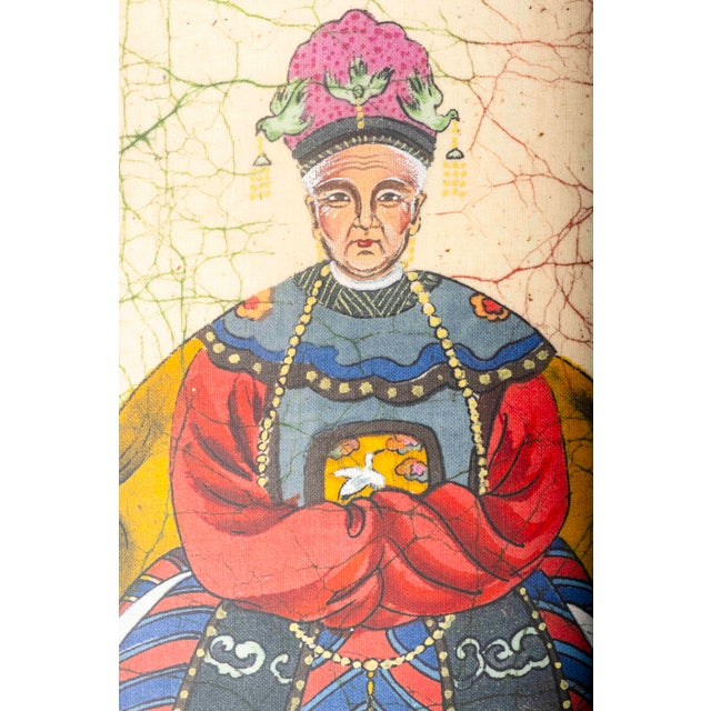 Late 20th Century Vintage Chinese Qing-Style Ancestor Portrait Paintings, Framed - Pair For Sale - Image 5 of 18