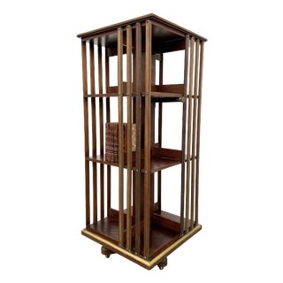 Mahogany and Brass Rotating Bookcase from G. Borgeaud, 1900 For Sale