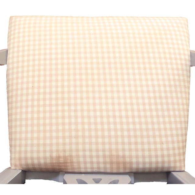 Dove Gray 20thC Painted Chippendale-Style Armchairs, Pale Gray/ Taupe Gingham Seats - A Pair For Sale - Image 8 of 8
