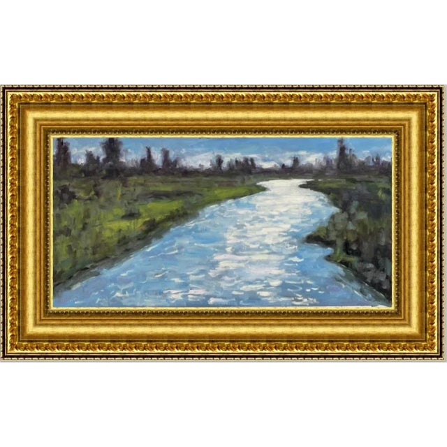 Blue Original Landscape Sparkling Waters Oil Painting For Sale - Image 8 of 11