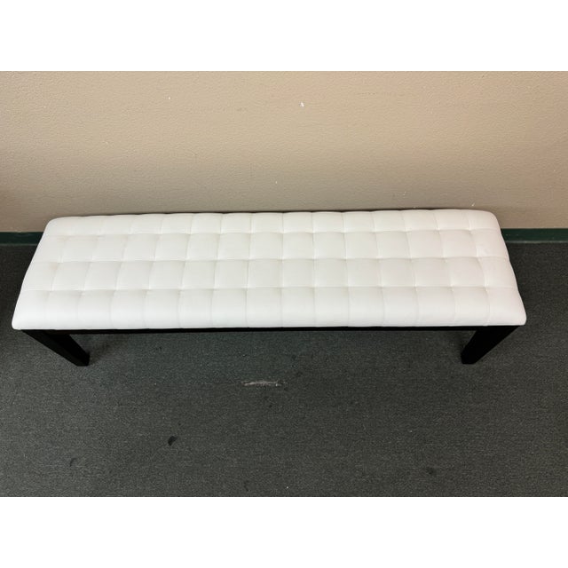 Contemporary White Leather Tufted Bench Chairish
