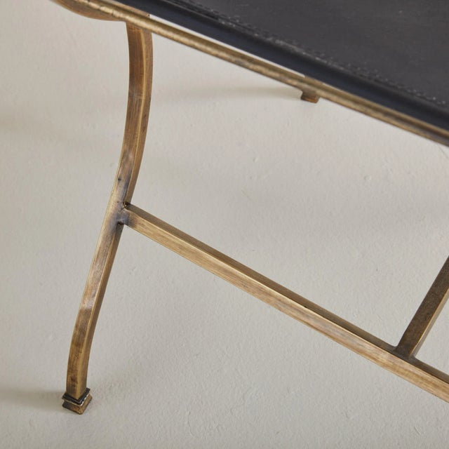 Black Leather + Bronze Pompeii Armchair by Alberto Orlandi, Italy 1980s For Sale - Image 11 of 11