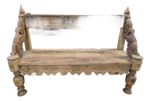 Reclaimed Solid Wood Bench With Floral Carving Design