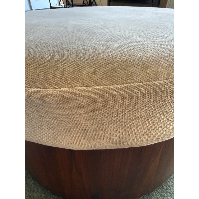 West Elm Drum Shaped Storage Ottoman, Light Taupe For Sale - Image 11 of 12