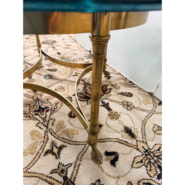 Mid 20th Century Vintage Maison Jansen Style Brass and Glass Oval Coffee Table For Sale - Image 5 of 6