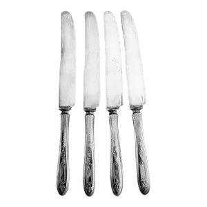 1920's Community Silver Plate"Grosvenor" Pattern Dinner Knives “g” Monogram Set of 4