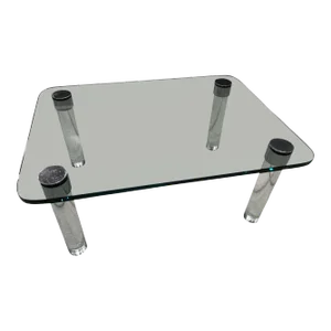 Postmodern Lucite Legged Thick Glass Top Coffee Table Leon Rosen for Pace