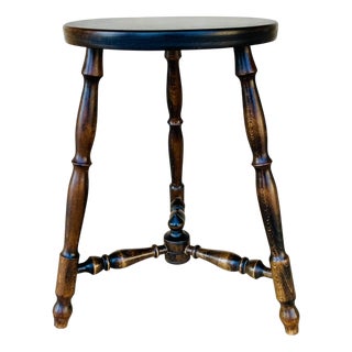Turned Walnut Tripod Stool For Sale