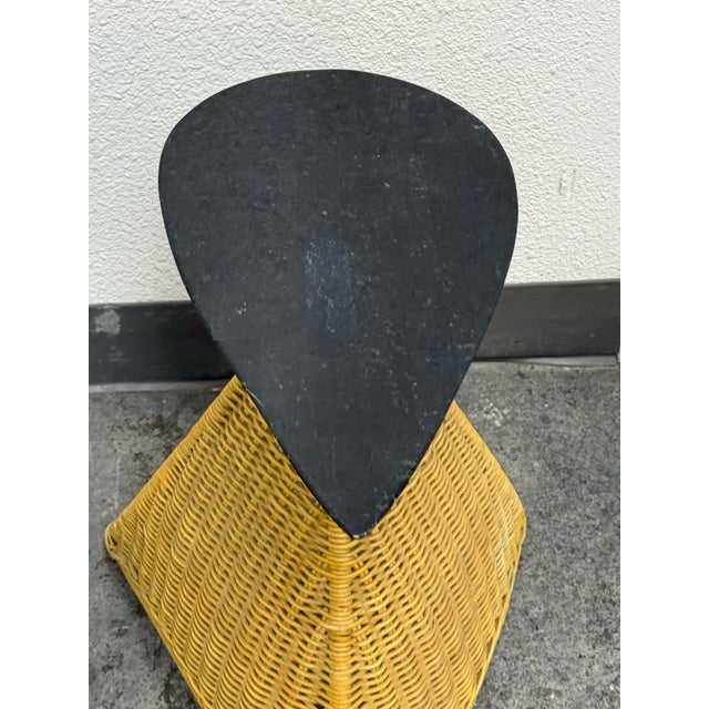 Late 20th Century Post Modern Marble + Wicker Side Table For Sale - Image 5 of 12