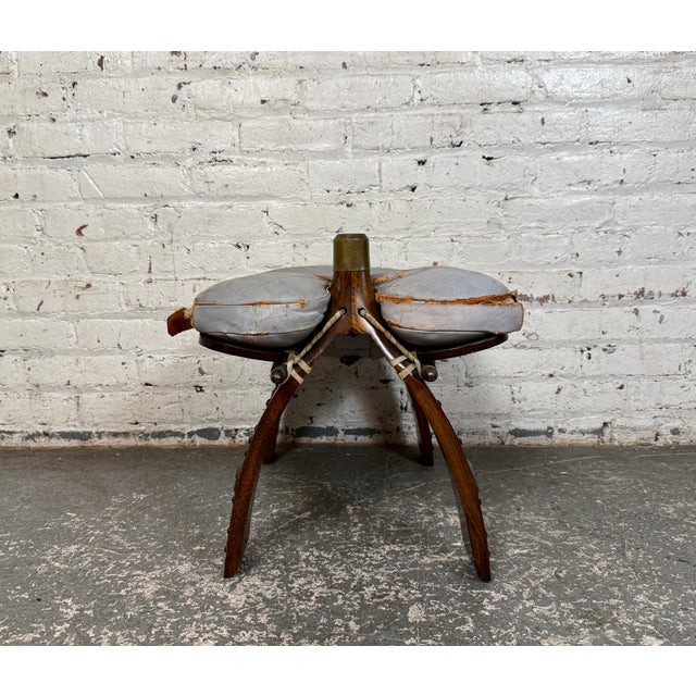 Vintage Camel Saddle Footstool For Sale - Image 4 of 10