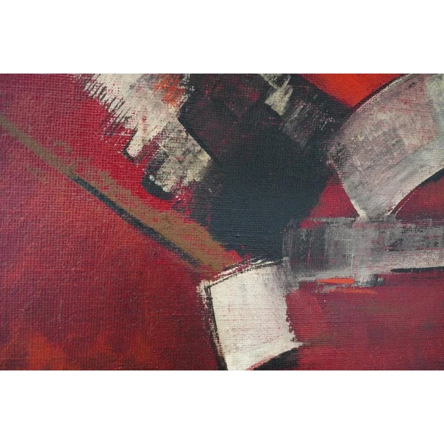 A red abstract composition by Belgian artist Maurice Boel, featuring powerful planes that appear to dance across the...