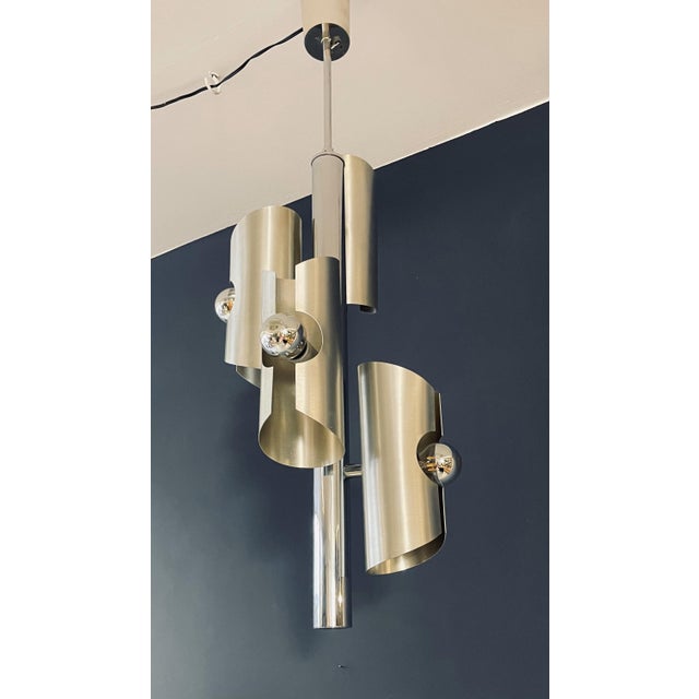 Silver Lamp with 4 Top Bulbs For Sale - Image 12 of 15