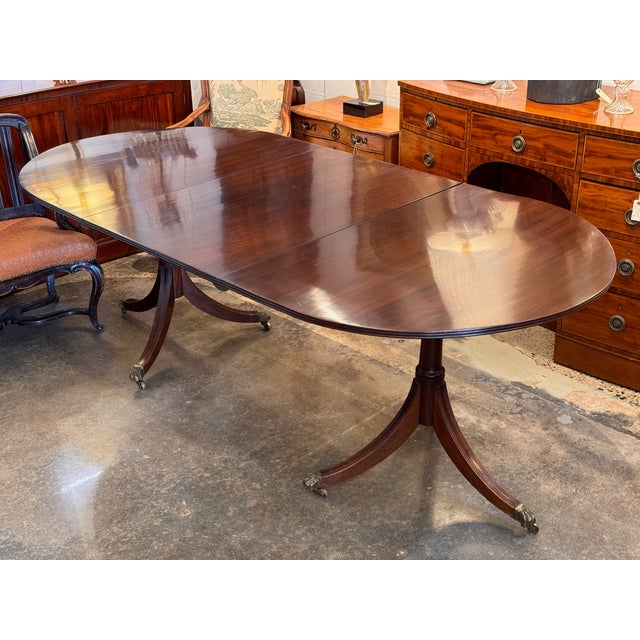 19th Century Duncan Phyfe Style Double Pedestal Mahogany Dining Table For Sale - Image 11 of 14