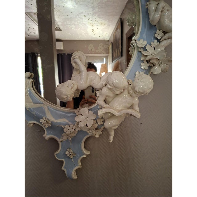 Ceremonial Mirror in Capodimonte Porcelain For Sale - Image 6 of 8