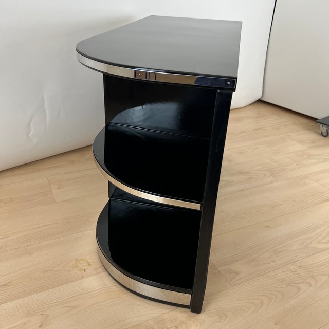 Black Art Deco Black Lacquered Lowboard with Chrome Fittings, France, 1930s For Sale - Image 8 of 18