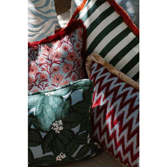 Palais Outdoor Cushion Michelle Emerald & Ice, 20x12 Inch For Sale - Image 6 of 9