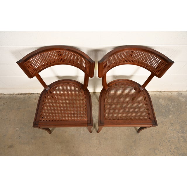 Michael Taylor for Baker Furniture Klismos Cherry Wood and Cane Side Chairs or Dining Chairs, Newly Refinished For Sale In South Bend - Image 6 of 15