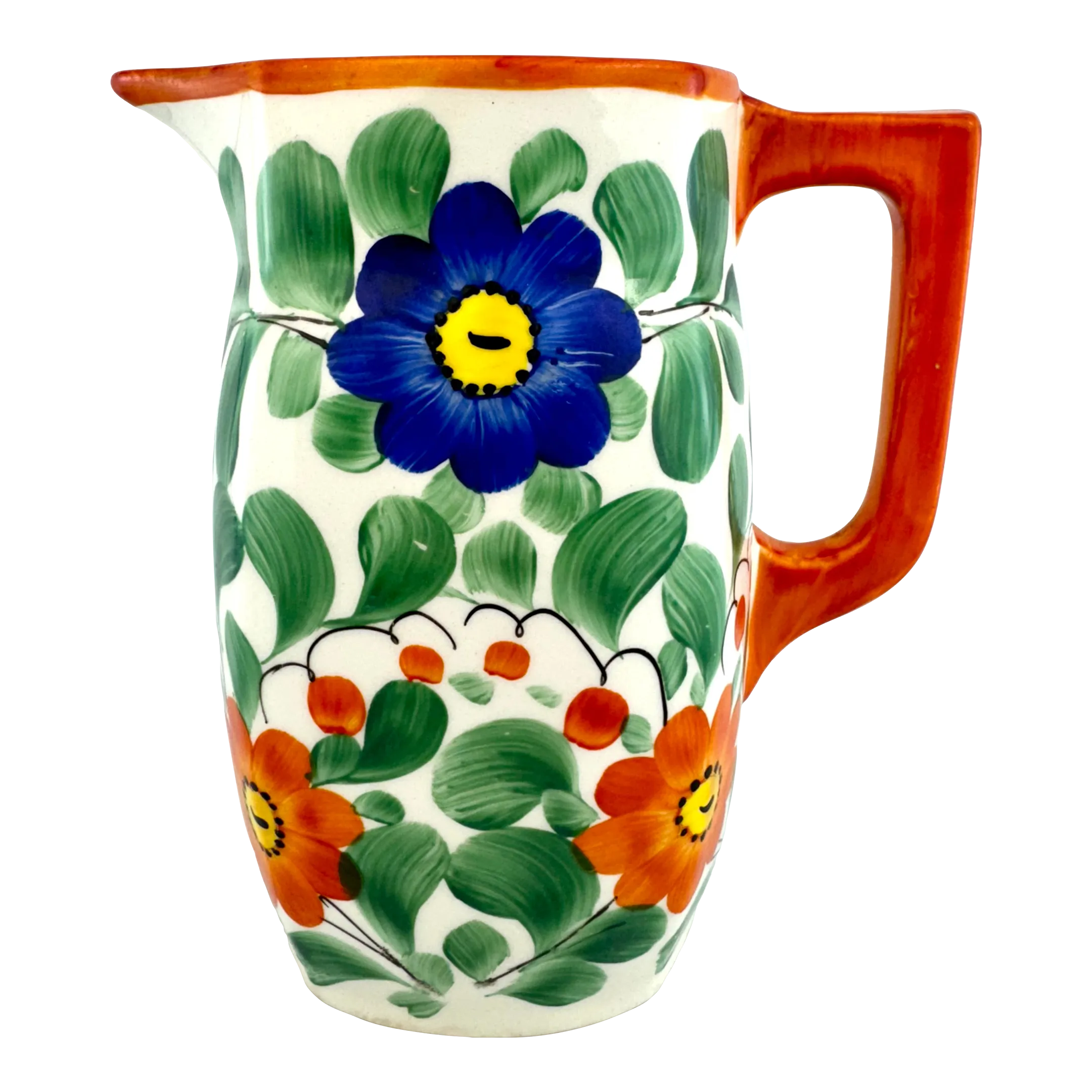 1940's Hand Painted Czechoslovakia Decorative Pitcher | Chairish