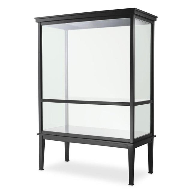 Black Display Cabinet in Wood Veneer and Clear Glass For Sale - Image 4 of 7