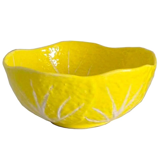 1960s 1960s Cabbage Yellow Ceramic Bowl by Secla/Image Inn For Sale - Image 5 of 11