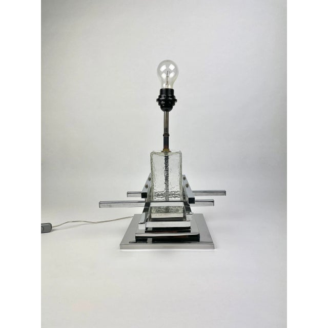 Metric Chrome & Glass Table Lamp by Gaetano Sciolari, Italy, 1970s For Sale - Image 3 of 9