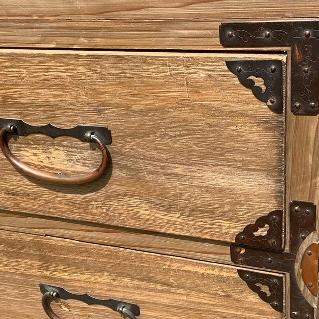 Antique Kiri Wood and Hand Forged Hardware Tansu Chest For Sale - Image 13 of 14