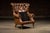 Vintage Tufted Leather Highback Armchair With Lumbar Pillow in Brown For Sale In Chicago - Image 6 of 11