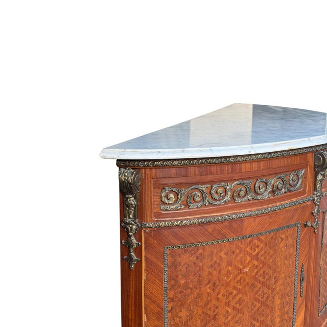 19th C. Louis XIV Revival Demilune Sideboard With Marble Top For Sale - Image 10 of 15