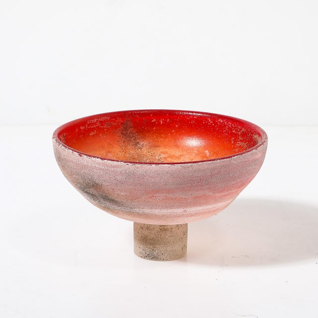 1980s Mid-Century Modernist Hand-Blown Murano Scavo Glass Bowl Signed Gino Cenedese For Sale - Image 5 of 11