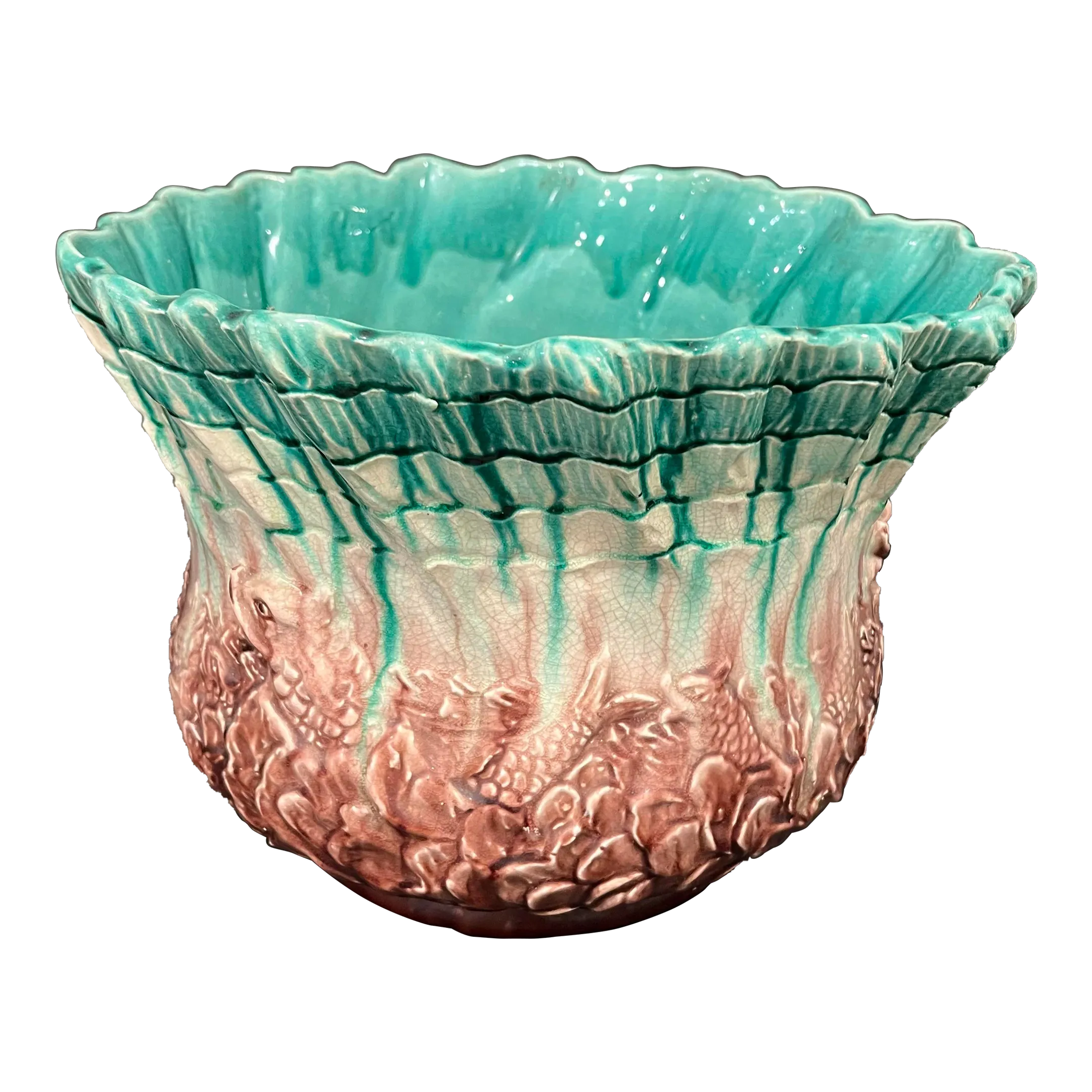 Antique Large j.b. Owens Majolica Jardiniere or Planter | Chairish