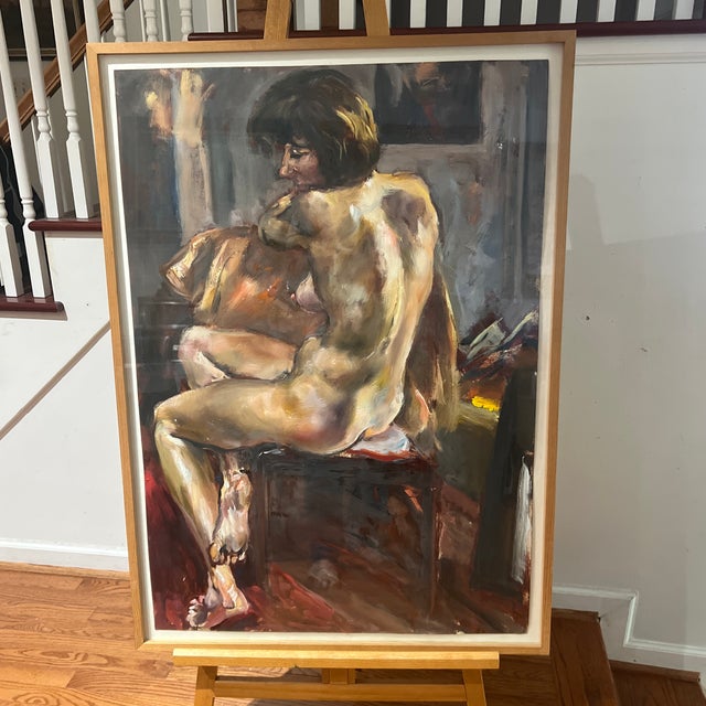 20th Century Oil on Board Framed Signed Depicting View of Naked Lady For Sale - Image 9 of 10