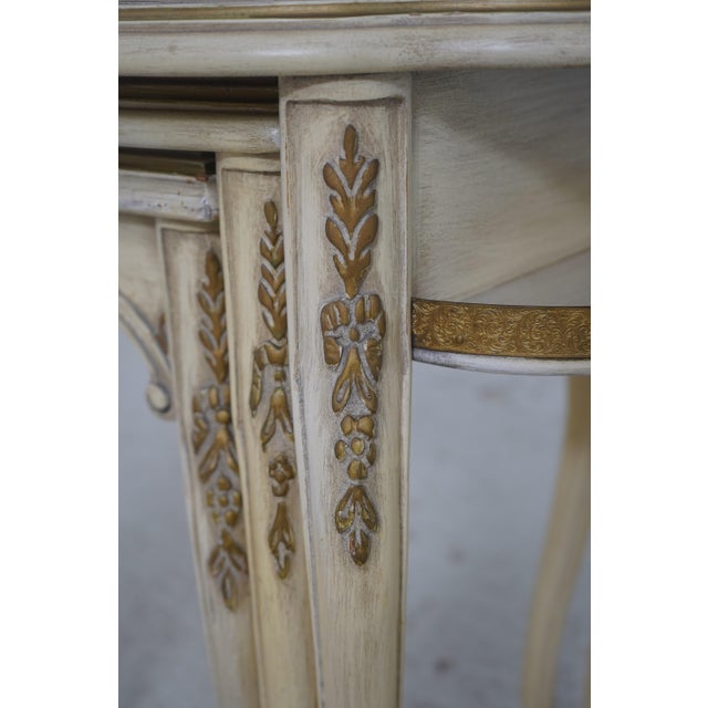 Vintage French Louis XIV Paint Decorated & Inlaid Nesting Tables For Sale In Philadelphia - Image 6 of 16