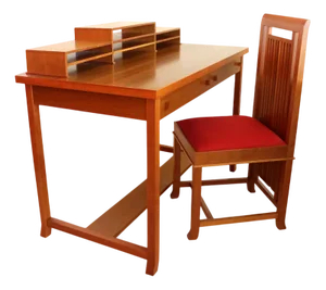 Desk & Chair by Frank Lloyd Wright, 1990s, Set of 2