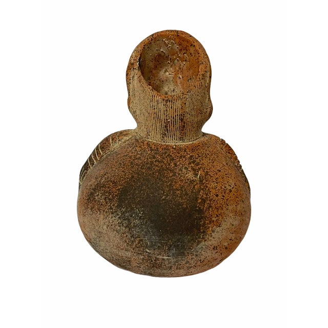 Brown Vintage Hand-Sculpted Ceramic South American Pre Colombian-Style Vase For Sale - Image 8 of 10