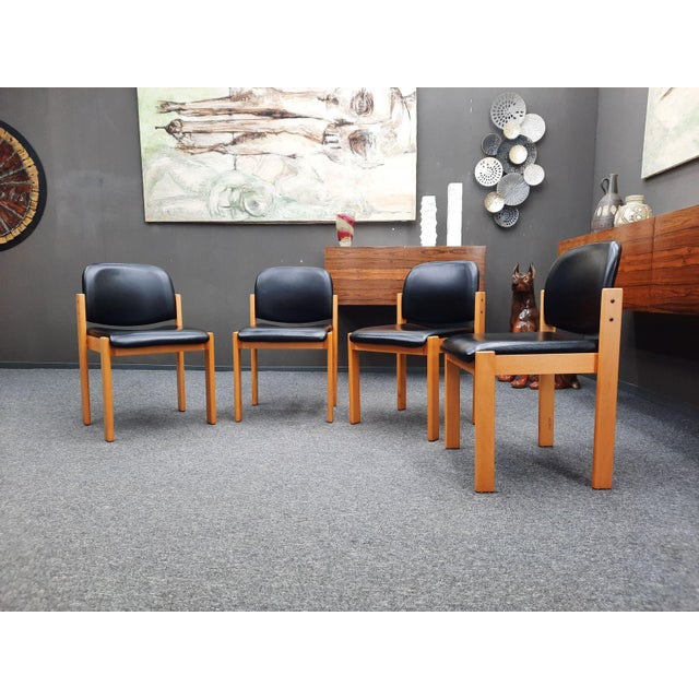 Mid-Century Modern Mid-Century Beechwood and Leather Chairs from Wilde + Spieth, 1970s, Set of 4 For Sale - Image 3 of 15