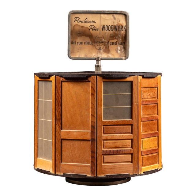 Vintage "Ponderosa Pine Woodwork" Revolving Panel Door Pos Countertop Display For Sale