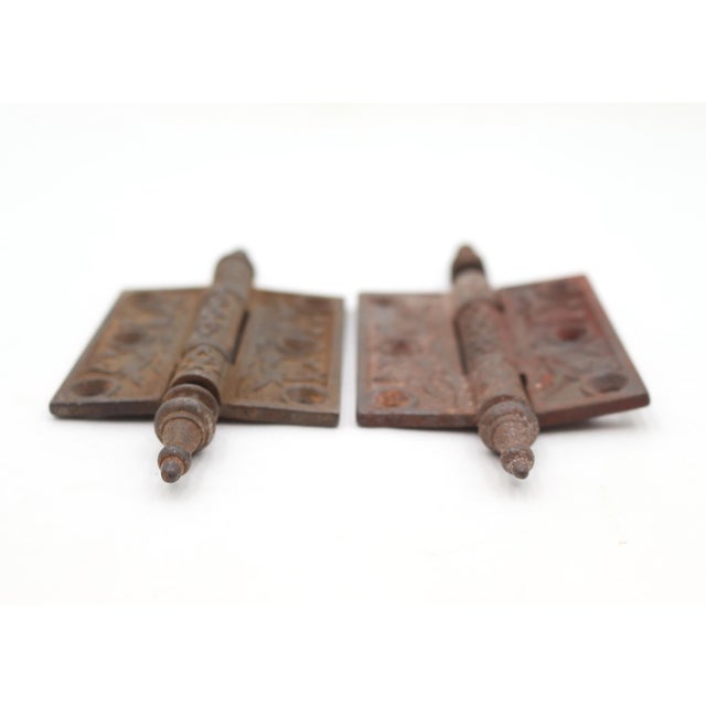 Victorian Pair of Antique Cast Iron Victorian 2.5 X 3 In. Door Hinges For Sale - Image 3 of 4