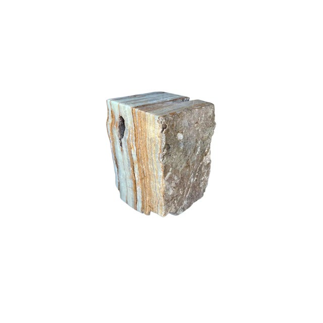 Stone Jupiter Onyx Marble Side Table With Stunning Textures, Modern Organic For Sale - Image 7 of 8