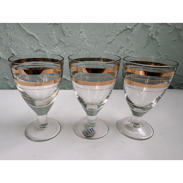 1930s Vintage Mid-Century Modern Handmade Ussr Crystal Decanter & Six Cordial Glasses Set With Gold Bands, Barware - 7 pcs For Sale - Image 5 of 11