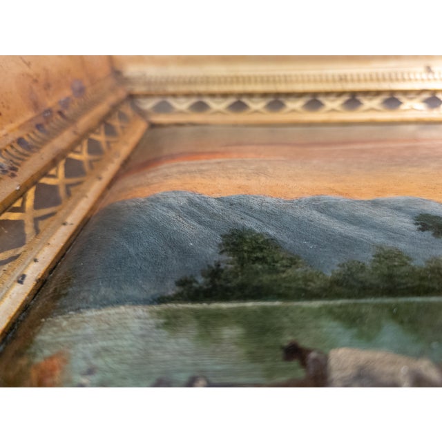 19th Century Luminist Folk Art Landscape Painting With Sunset For Sale - Image 11 of 17