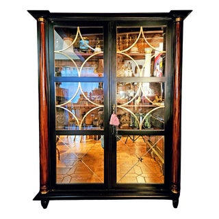 Black Lacquered Display Bookcase, 1940s For Sale